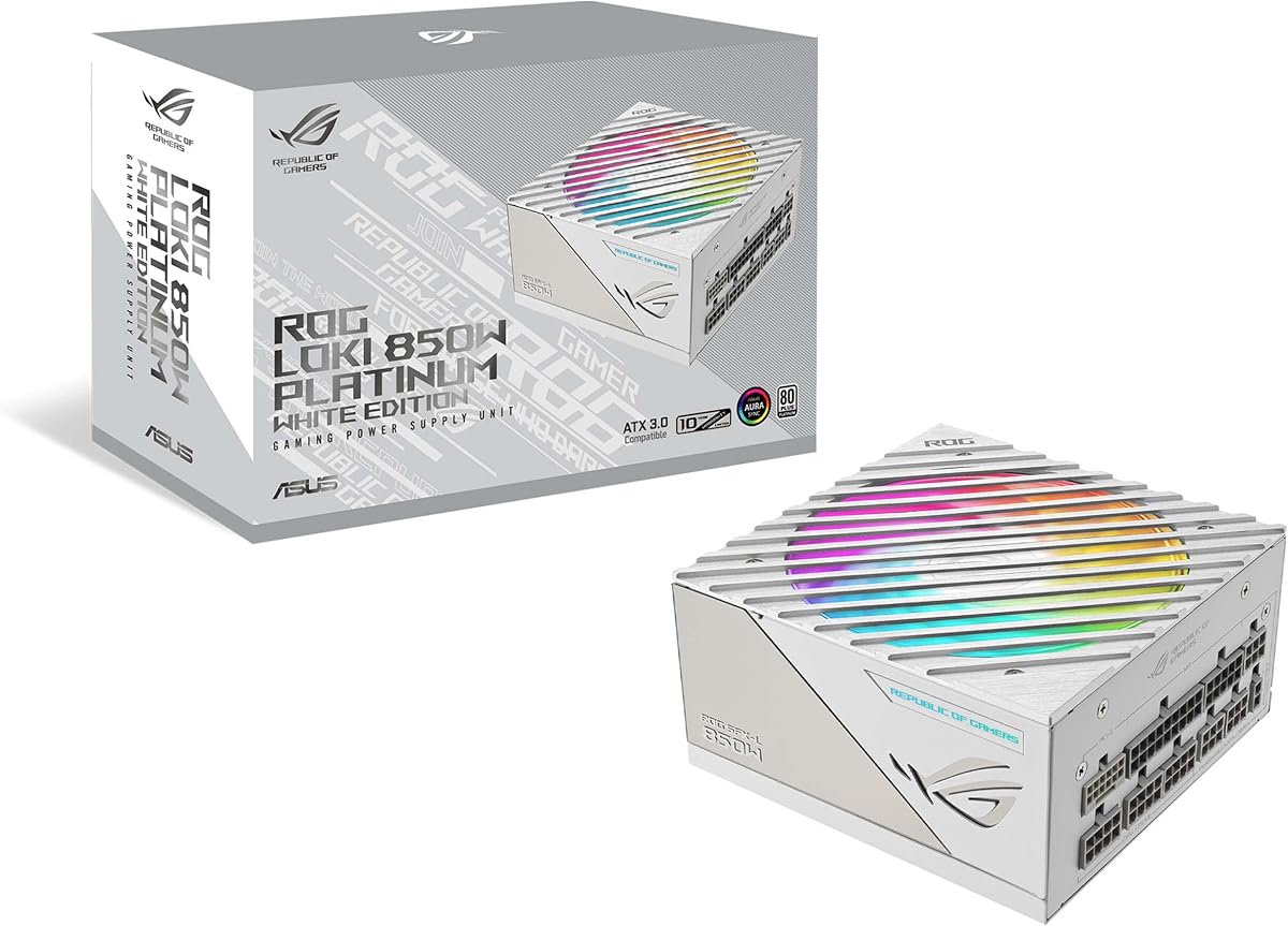 ROG Loki SFX-L 850W Platinum White Edition (fuente de alimentación totalmente modular, 80+ Platinum, ventilador ARGB PWM de 120 mm, Aura Sync, compatible con ATX 3.0, preparado para PCIe 5.0, garantía de 10 años)