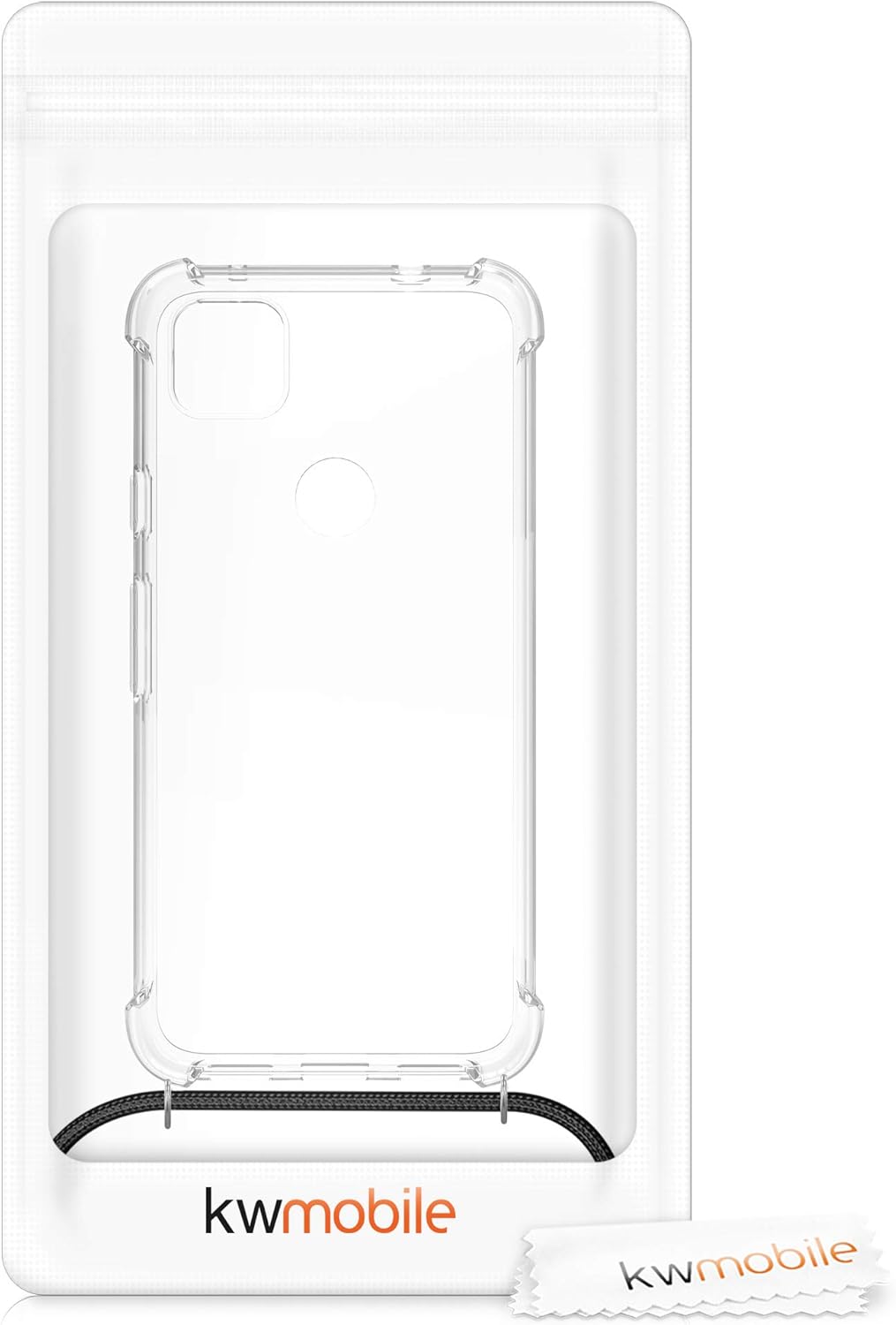 kwmobile Crossbody Case Compatible with Google Pixel 4a Case - Clear TPU Phone Cover w/Lanyard Cord Strap - Anthracite 9