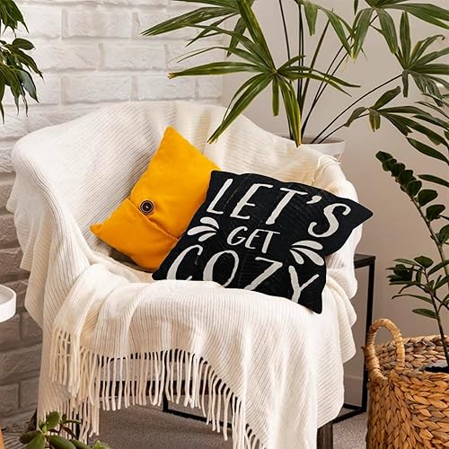 Miniatura 6 de Let's Get Cozy - Fundas de almohada para exteriores de 20 x 20 pulgadas, fundas de almohada de lino de arpillera cuadrada para sala de juegos,