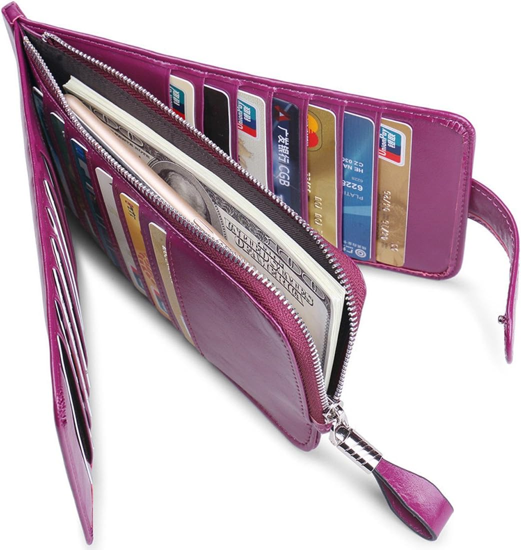 Huztencor RFID Wallet Women Large Size Bifold Multi Card Wallet Case with Zipper Pocke Credit Card Holder for Women | Credit Card Holder, RFID Blocking - Image 5