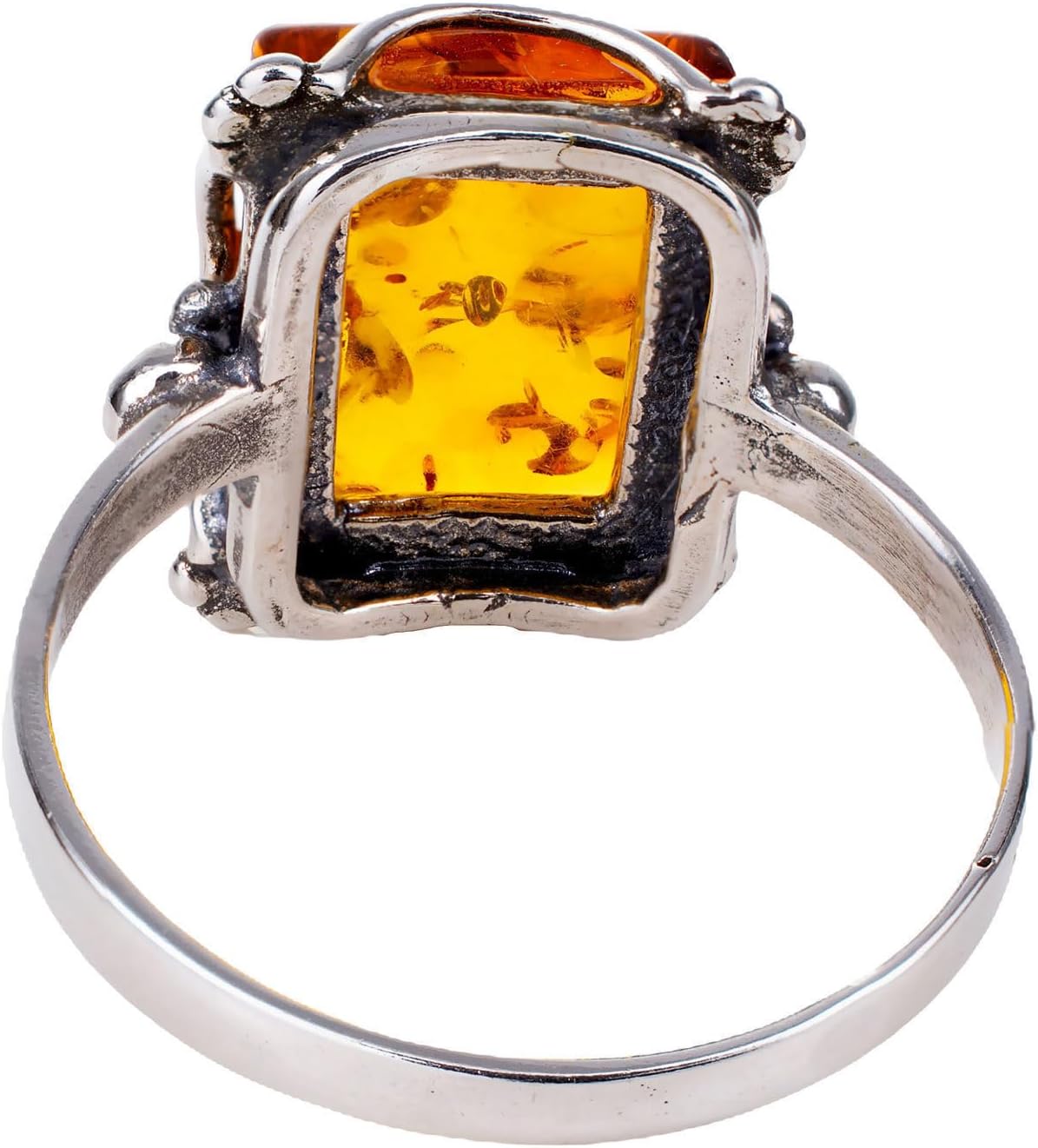 HolidayGiftShops Sterling Silver and Baltic Honey Amber Rectangle Ring Makell - Image 2