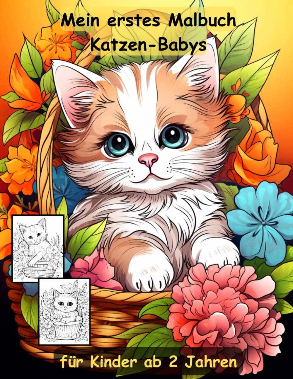 AUSZEIT Katzen-Babys im Blumen-Korb -Malbuch für Erwachsene und Kinder -Entspannung und Stressabbau: ein magisches Ausmalbuch mit 50 ausgewählten ... atemberaubende Motive -Anti-Stress -Blumen