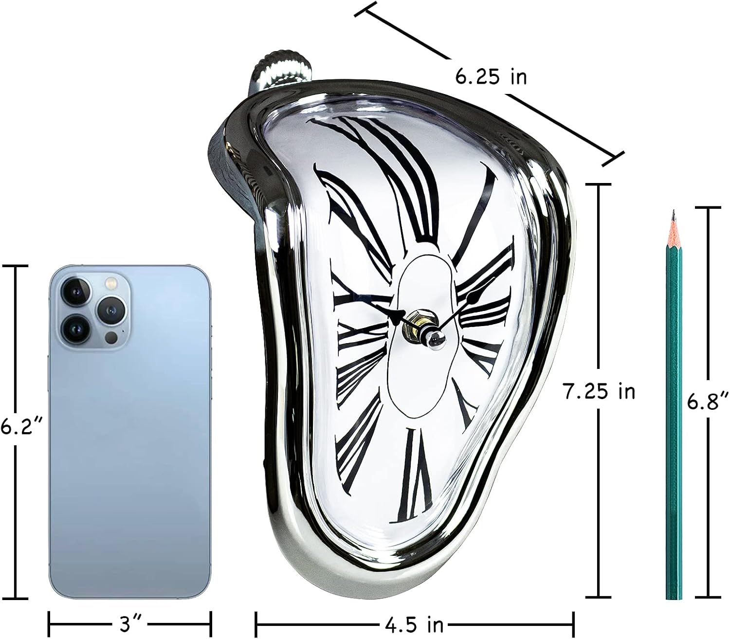 Melting Clock Salvador Dali Clocks Silent Table Clock for Office Rustic Home Decor Vintage Clocks Battery Operated Mantle Piano Shelf Clock Surrealism Wall Art