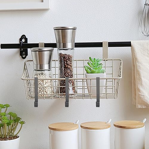 Miniatura 8 de Gancho en J para estantería de alambre, 20 ganchos de rejilla de aluminio, ganchos en S resistentes para colgar utensilios de cocina, cucharas,