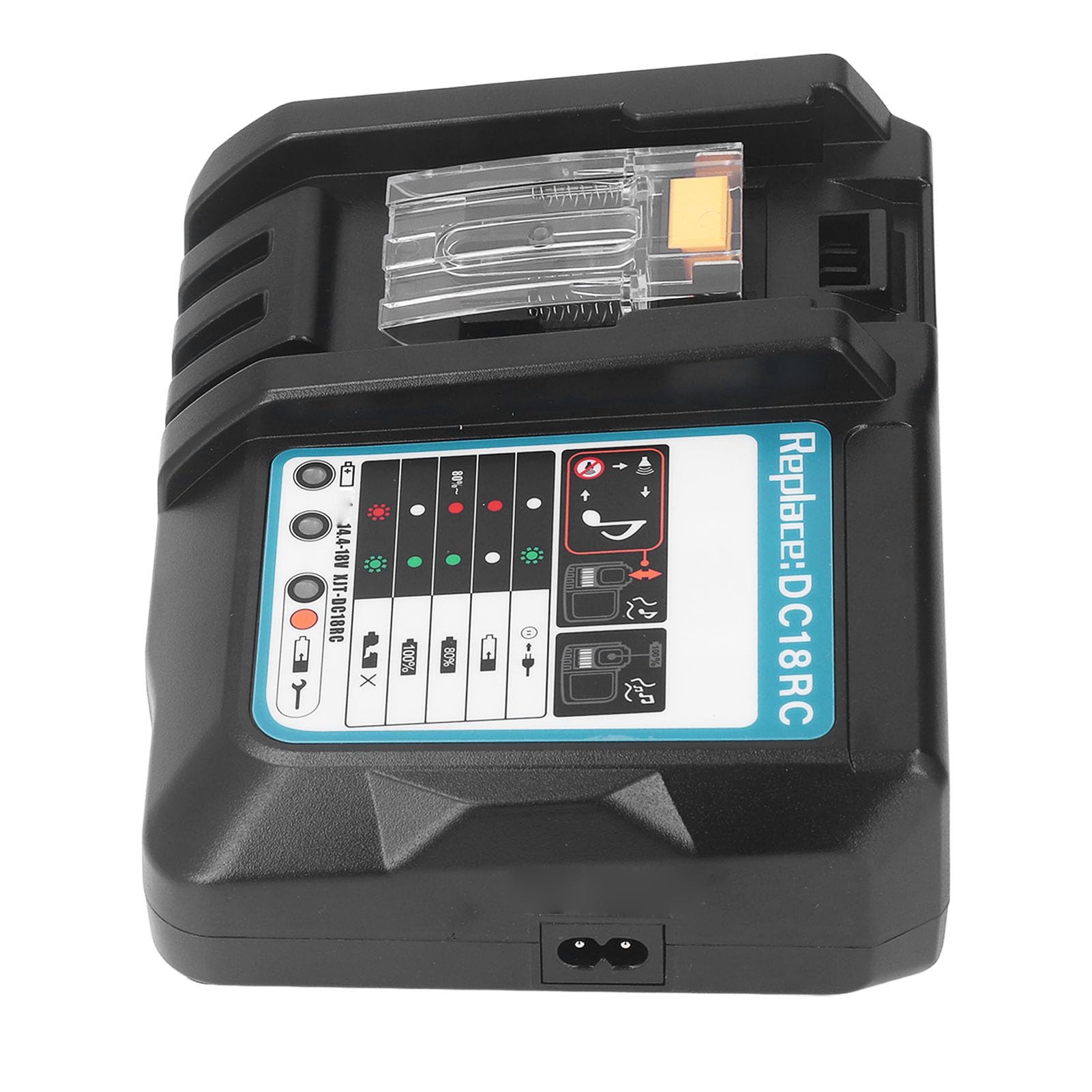 Cargador de Batería de Iones de Litio, 100-240V Profesional DC18RC 18V Cargador de Batería Protección Múltiple para BL1860 para BL1850 para BL1815 (Enchufe de la UE)