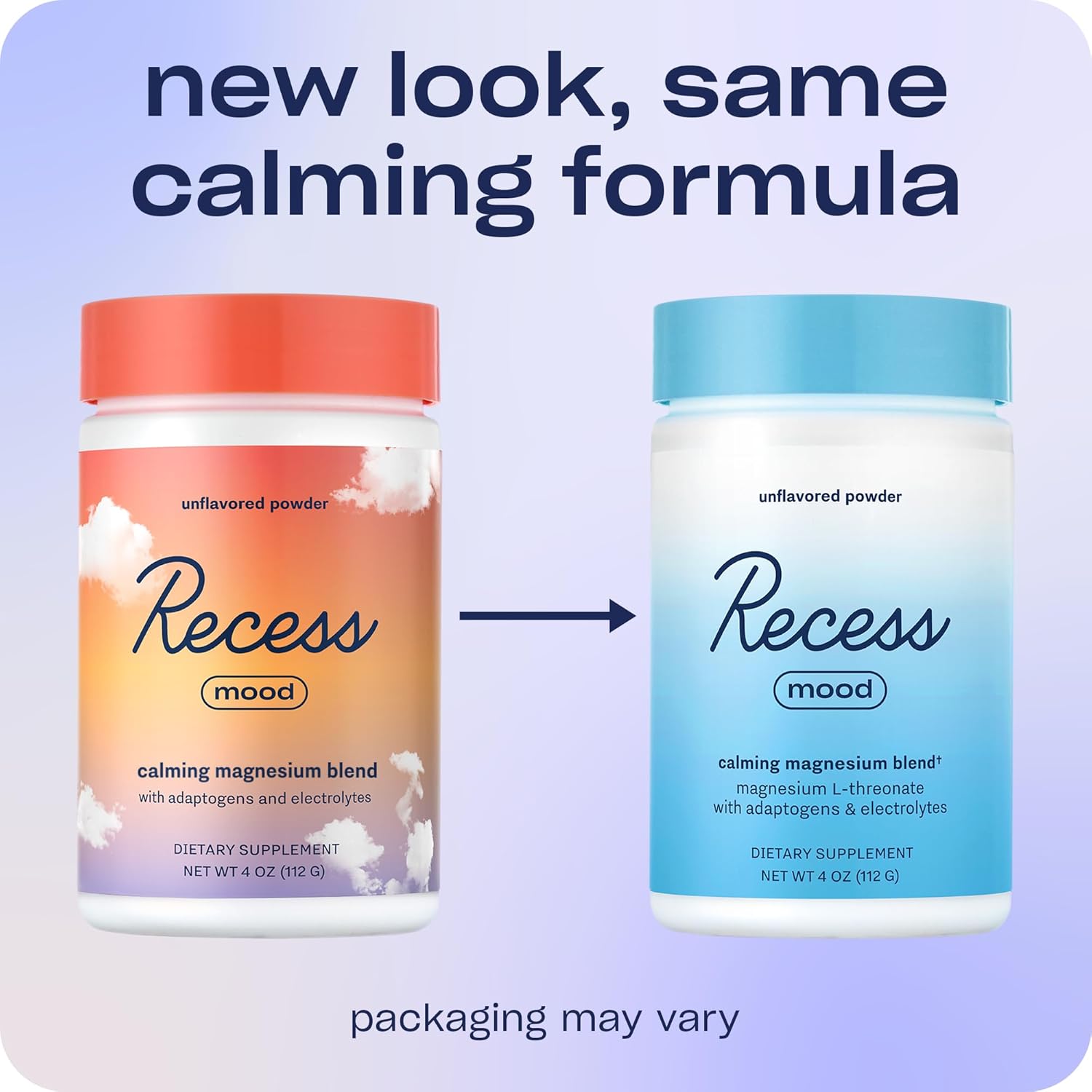 Recess Mood Powder, Calming Magnesium L-Threonate Blend with Passion Flower, L-Theanine, Electrolytes, Magnesium Calm Support Powder Supplement - Unflavored 28 Serving Tub - Image 2