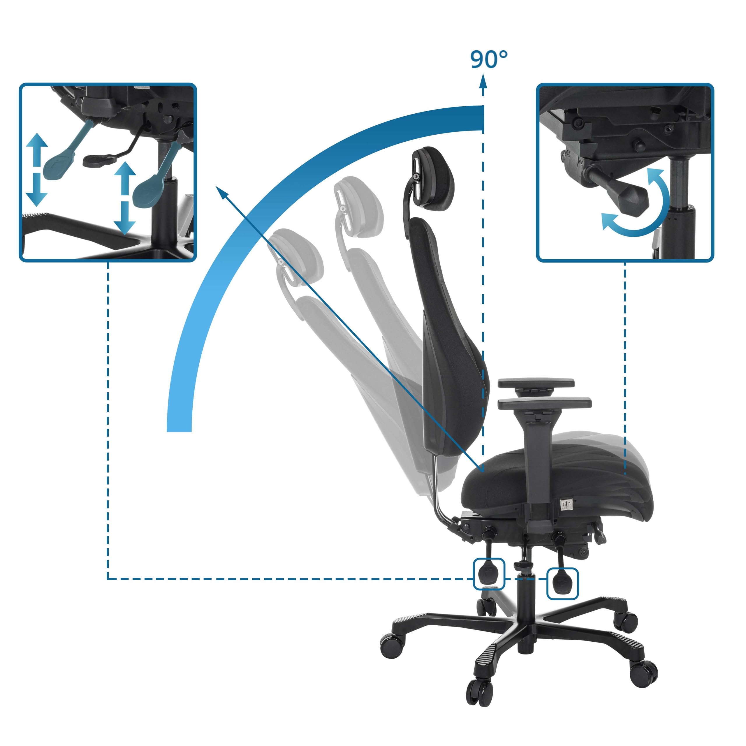hjh OFFICE Ergonomischer Arbeitsstuhl 24 Hours Basic Stoff, robuster XXL Drehstuhl für den 24h Einsatz, bis 150kg belastbar, Schwarz