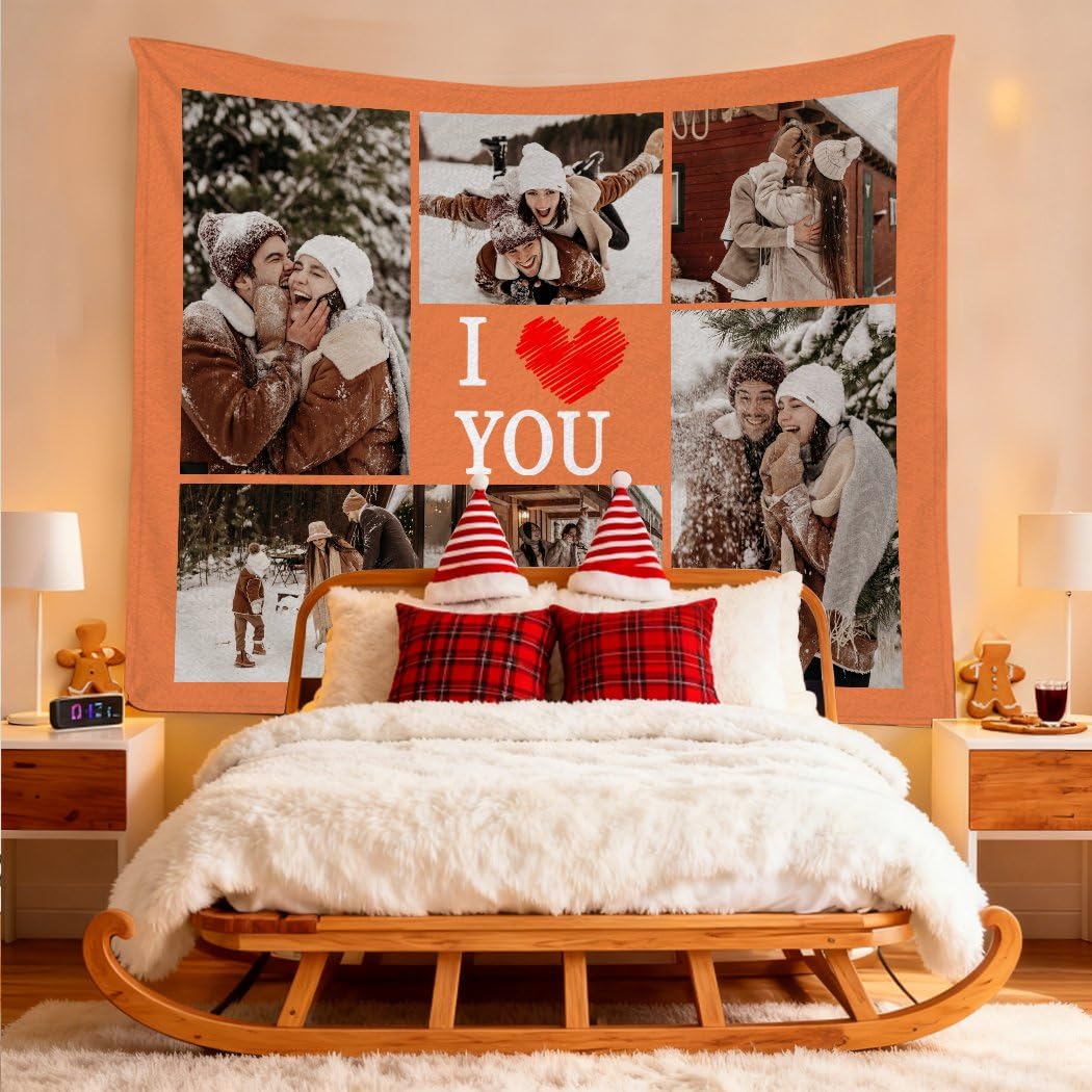 Manta personalizada con 6 fotos para cumpleaños o aniversario, regalos personalizados divertidos para amigos, para Navidad, día de San Valentín, cumpleaños, regalos personalizados para pareja