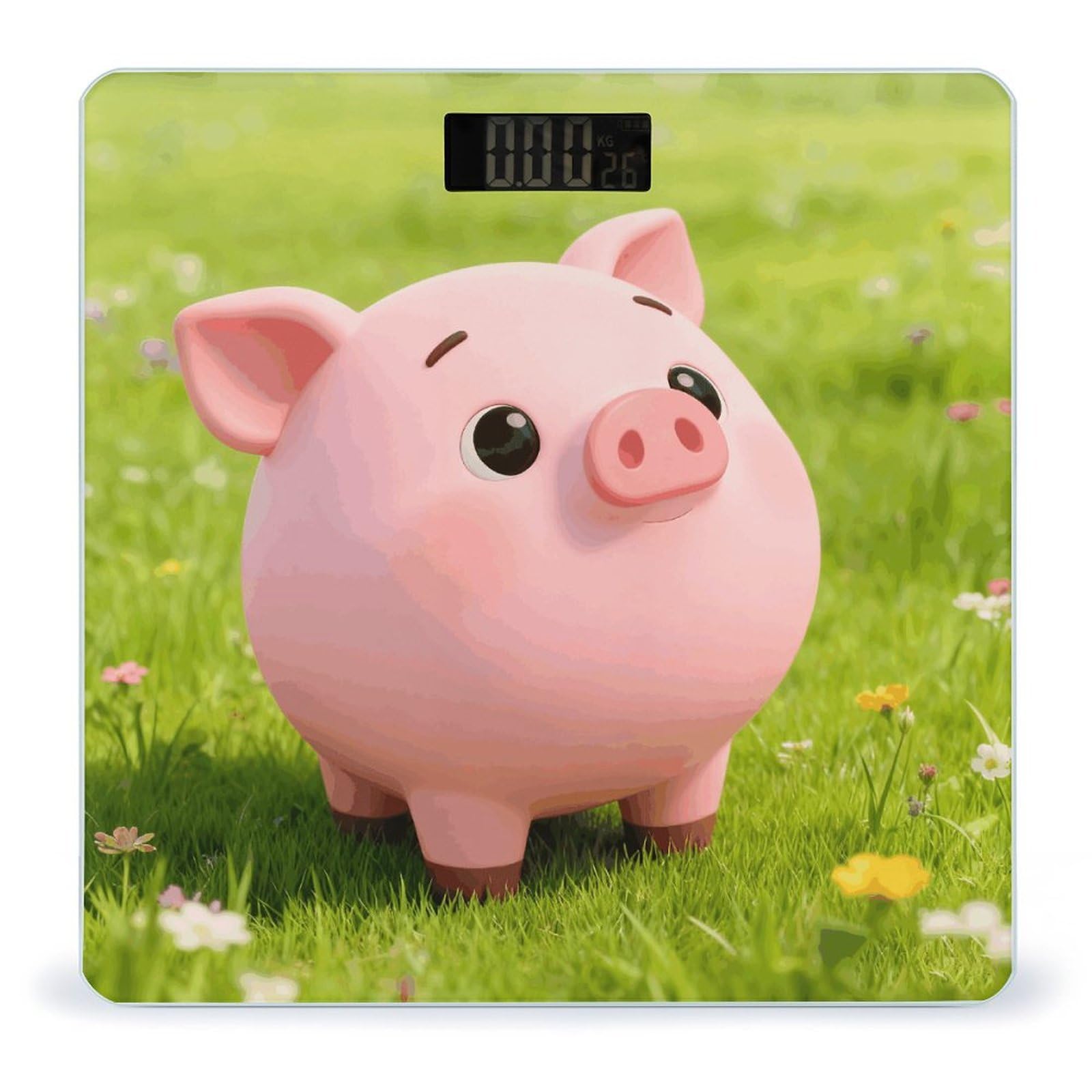 Cute Pigs Characters Pink Smart Body Weight, Highly Accurate Digital Weighing Scale with Large LCD Display, Durable Weight Scale for Home Use, Measures Weight Up to 400 Lb/180kg