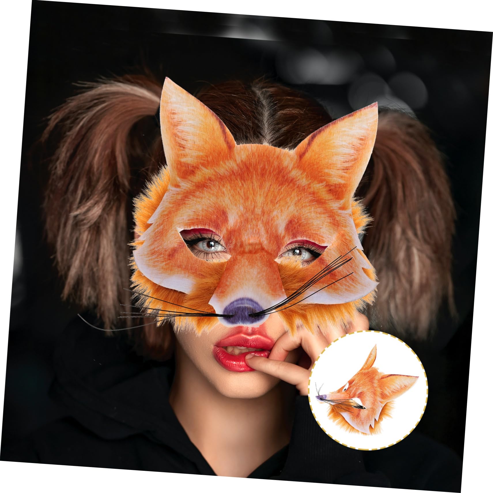 Healeved 5 Pezzi Maschera Fox Decorativa Halloween per Costume Maschera Leggera per Cosplay e Festivi