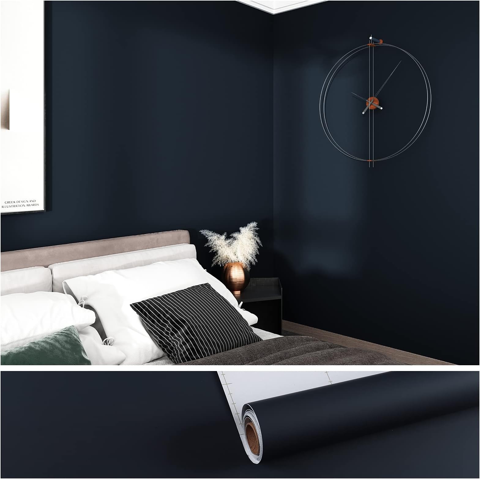 Heloho 394x157 Solid Blue Wallpaper Matte Textured Wallpaper Peel 