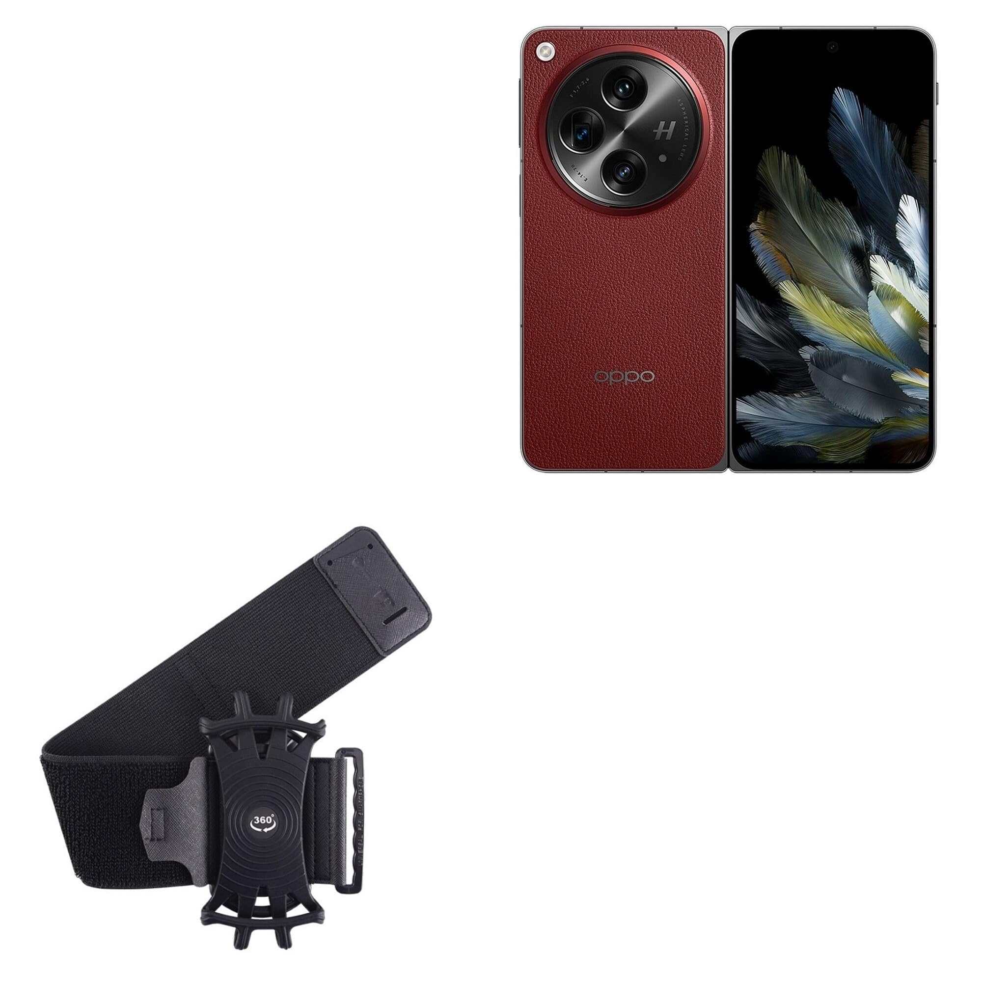 BoxWave Holster Compatible with Oppo Find N3 - ActiveStretch Sport Armband, Adjustable Armband for Workout and Running - Jet Black