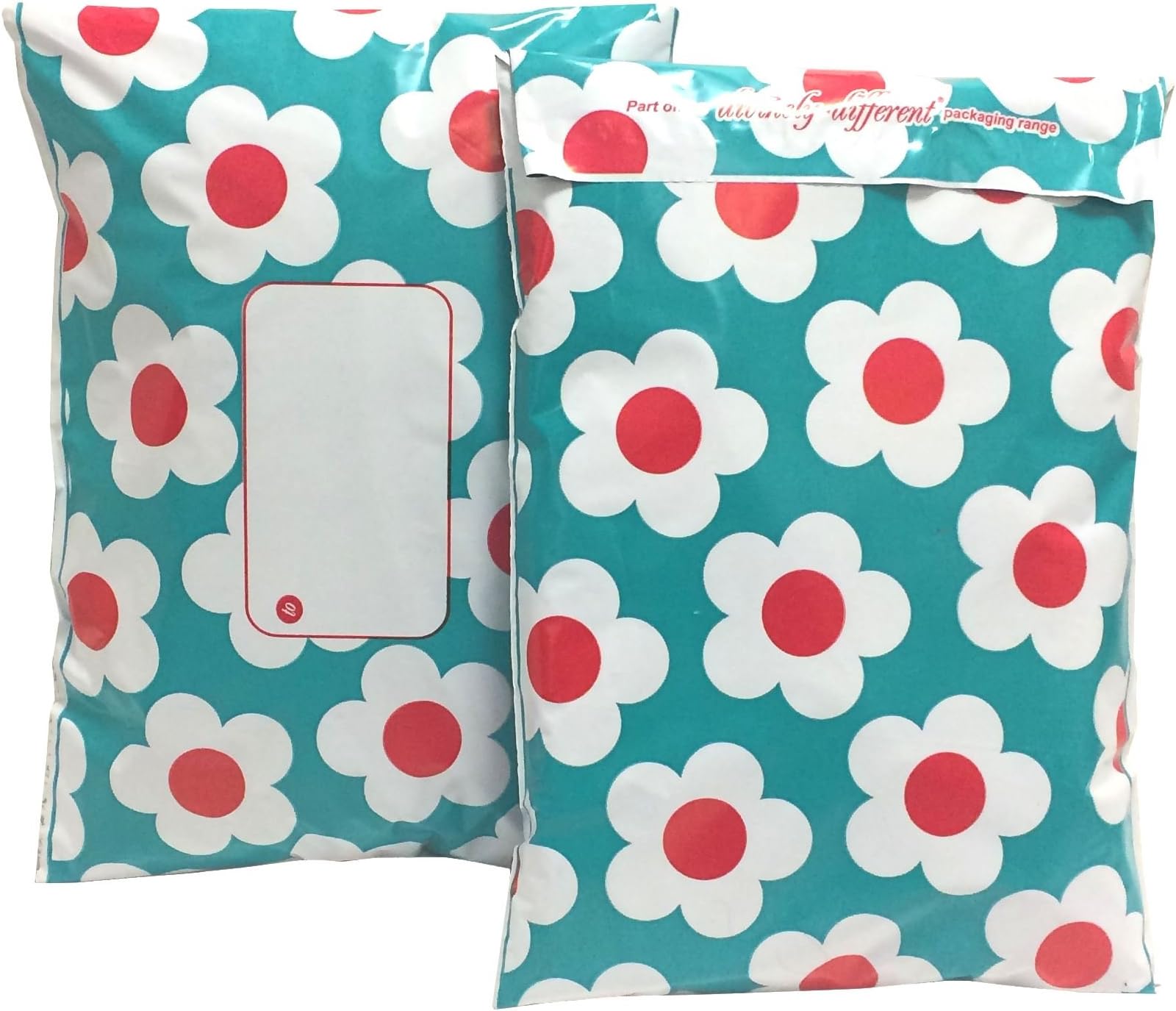 PPO Daisy Mailing Bags - 330mm x 440mm (13" X 17") - Turquoise - Pack of 25 - Postage Bags for Clothes - Mailing Bags for Posting Large and Small Postal Delivery, Tear-Resistant and Waterproof