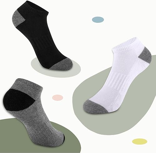Miniatura 5 de Comfoex 10 pares de calcetines para niños de 4-6, 6-8, 8-10 años, calcetines deportivos de corte bajo para niños, calcetines cortos medio acolchados
