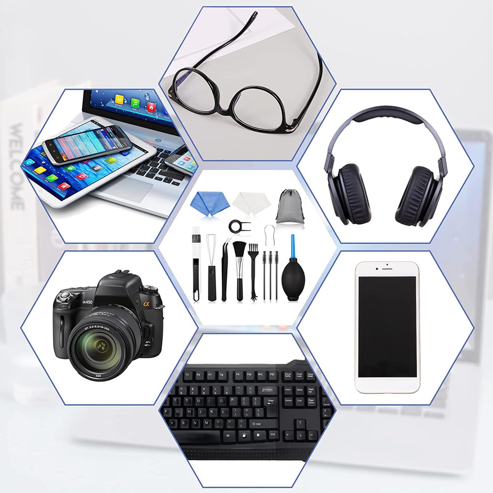 Limpieza teléfonos móviles, 5 Unidades, Limpieza Auriculares multifunción, Kit Limpieza teléfono Compatible con Dispositivos electrónicos para Auriculares cámara y Ordenador portátil
