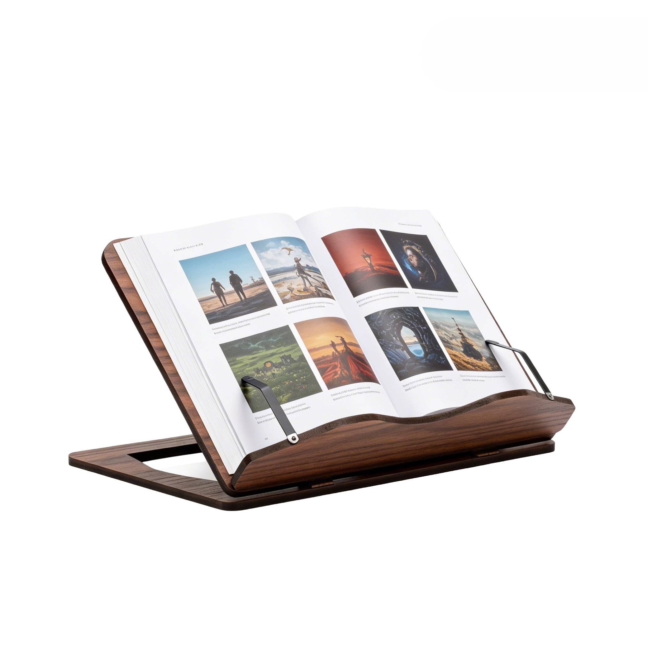 Vigo Wood Adjustable Book Stand Holder - Walnut Finish, 3 Angles, Foldable,