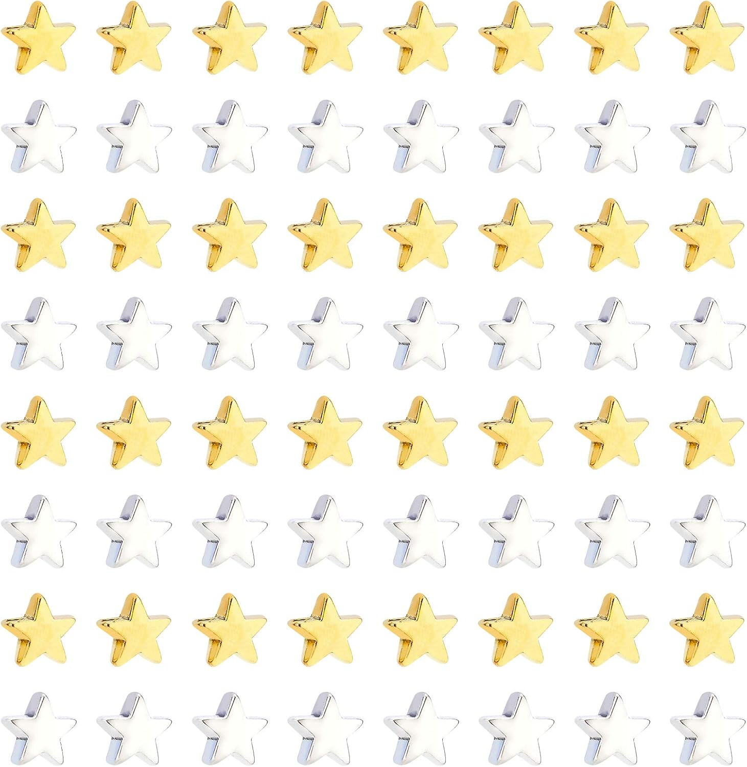 PH PandaHall 400pcs Star Silver Gold Beads Small Hole Spacer Beads Star Charm Beads for DIY Jewellery Necklace Earring Bracelet Handmade Crafts Supplies