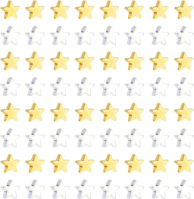 PandaHall 400pcs Star Silver Gold Beads Small Hole Spacer Beads Star Charm Beads for DIY Jewellery Necklace Earring Bracelet Handmade Crafts Supplies