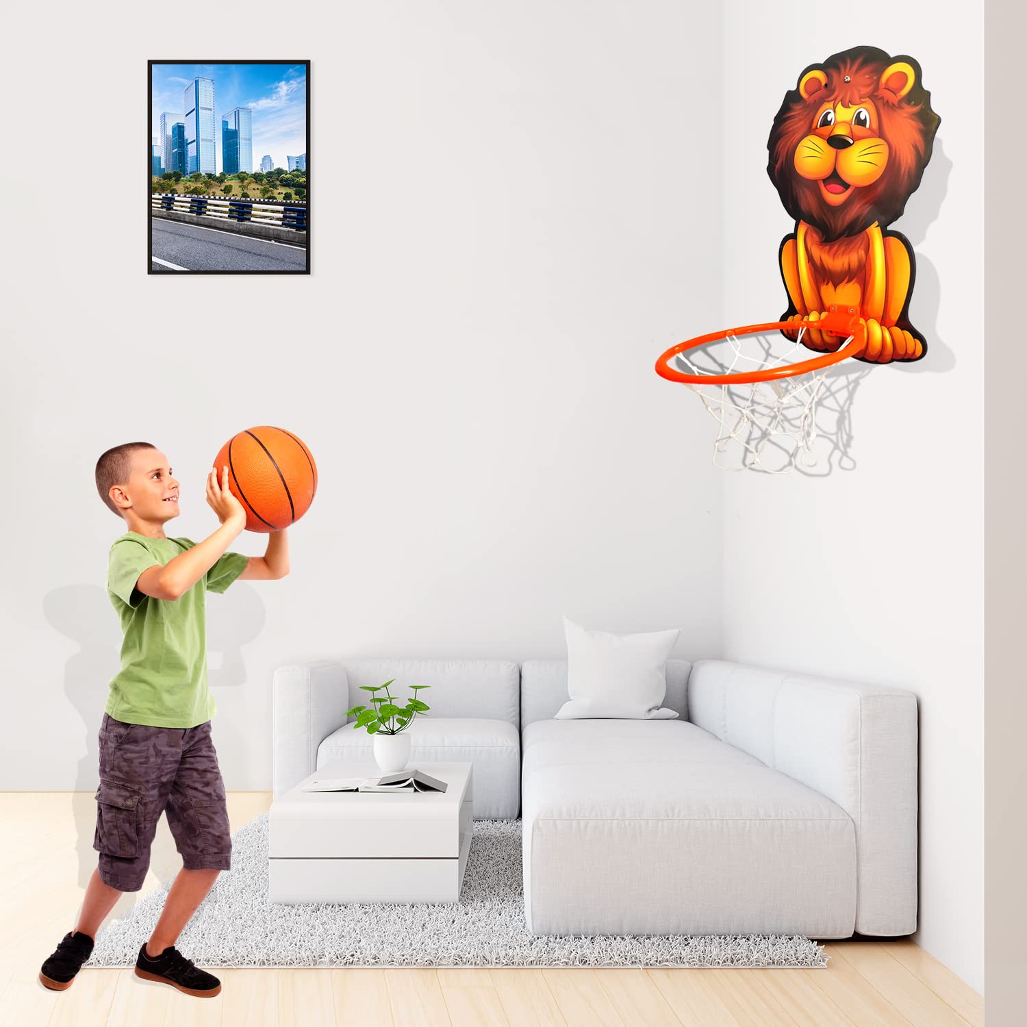 NHR Lion Basket Ball for Kids, Toys for Boys and Girls, Portable Set with Hanging Board, Ring Net, Ball Indoor and Outdoor Games, Good for Pastime Birthday and Return Gift - Image 7 thumbnail