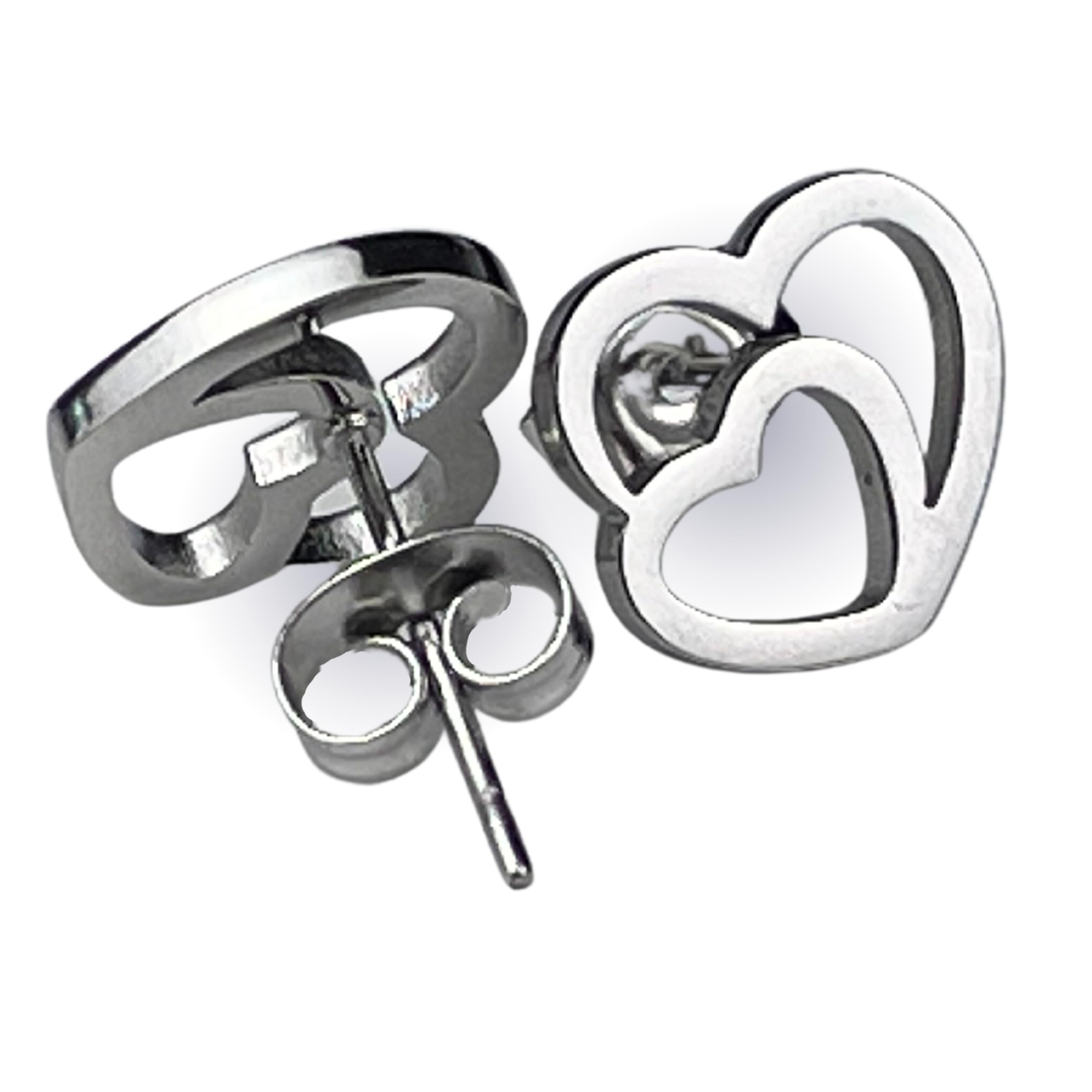 Soraya NavarroPendientes mujer acero inoxidable con forma de corazón en color plata | Pendientes Niña | Joyería Mujeres | Joyas para San Valentín, Día de la madre, Regalo Cumpleaños