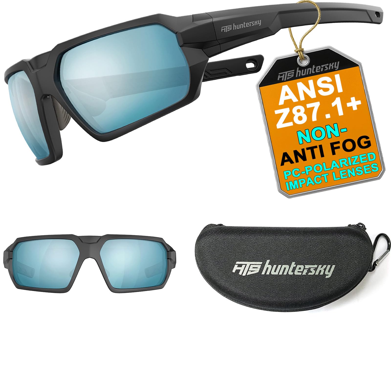 HTS HUNTERSKY Q37 Occhiali da sole polarizzati di grado militare, protezione contro gli impatti balistici, per moto, MTB, corsa, guida, pesca all'aperto