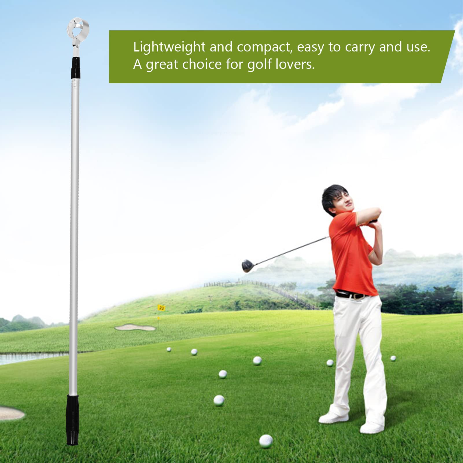 Golf Ball Retriever, Teleskop Golf Angel Pick Up Claw Balls Grabber Aluminiumlegierung Golf Locking Scoop Retriever Golfer Tackle Zubehör(3 Abschnitte)
