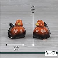 Vista 5 de Coctelera de cerámica para pájaros, salero y pimienta, decoración de cocina, color marrón