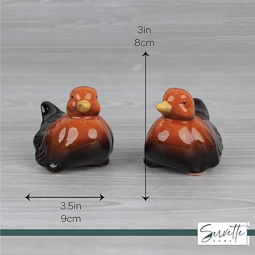 Miniatura 5 de Coctelera de cerámica para pájaros, salero y pimienta, decoración de cocina, color marrón