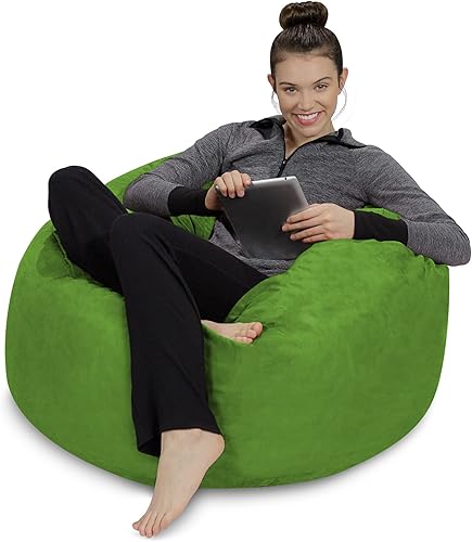 Miniatura 30 de Sofa Sack - Sillón puff: Puff de espuma viscoelástica de 3 pies, sofá mediano con funda de microfibra suave, color azul francés. Microsuede - Azul