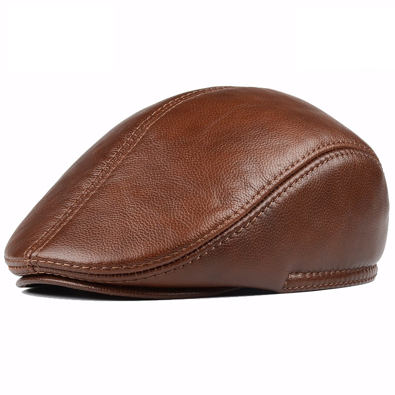 Men Flat Cap Leather Newsboy Cap 