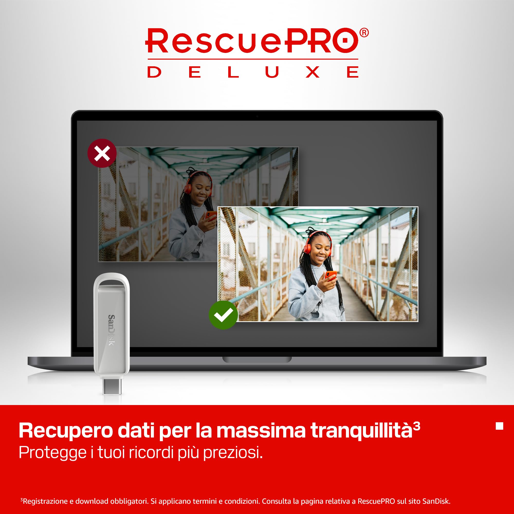 SANDISK Unità per telefono con USB Type-C 1 TB (per smartphone, tablet e computer, velocità fino a 150 MB/s, backup automatic, recupero dati) - Arctic White