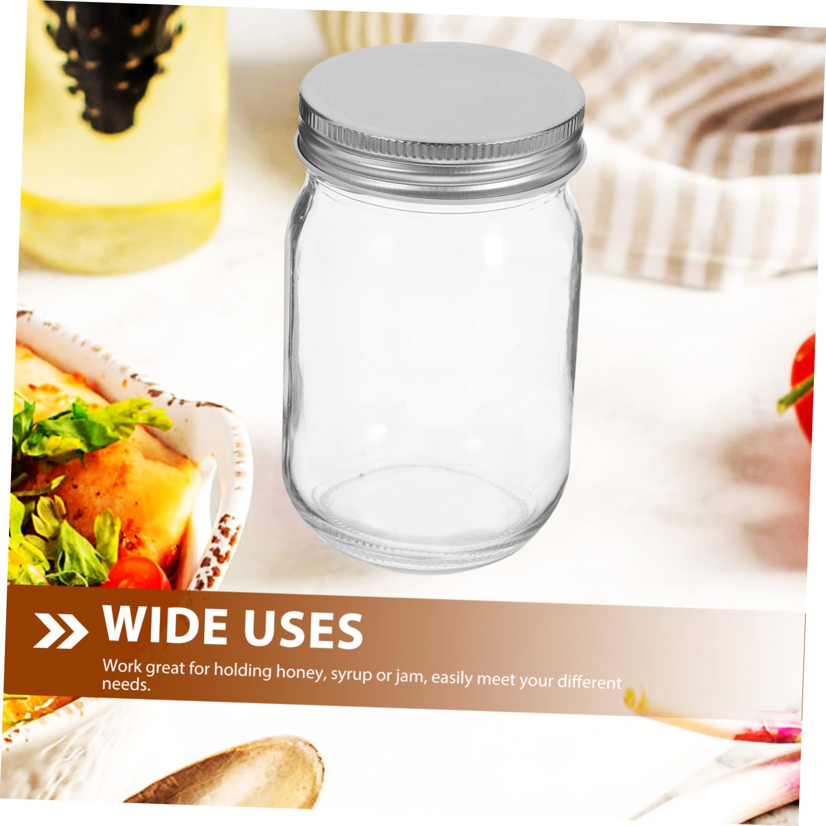 LIFKOME 4 Stück Mason Jar Einmachgläser Aus Glas Mit Deckel 380 Ml Transparente Honigspender Für Küche Und Haushalt Gefriergeeignet Und Wiederverwendbar