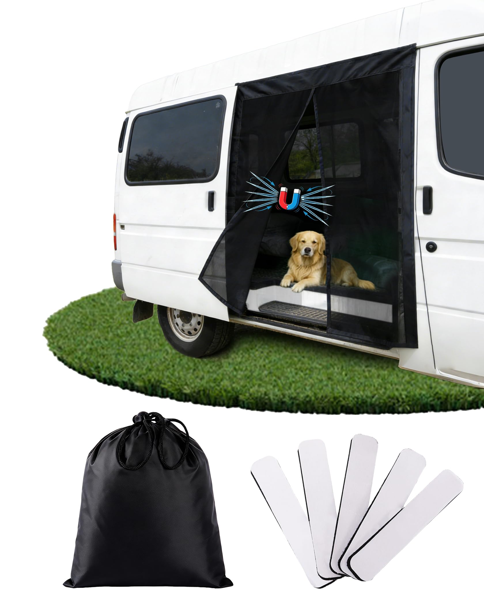 210x150cm (H x L) Moustiquaire Magnétique, Moustiquaire Porte pour Portes Latérales et Arrière, avec Fermeture Magnétique – Idéal pour Les Fourgons, Camping-Cars et Le Camping en Plein Air