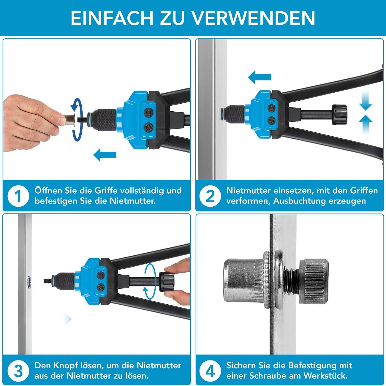 AGT Nietzange: Nietmutternzange mit 330 Nietmuttern, Dornen M3 - M12, Koffer, 40 cm (Nietmutternzange M10, M8, Motorrad)