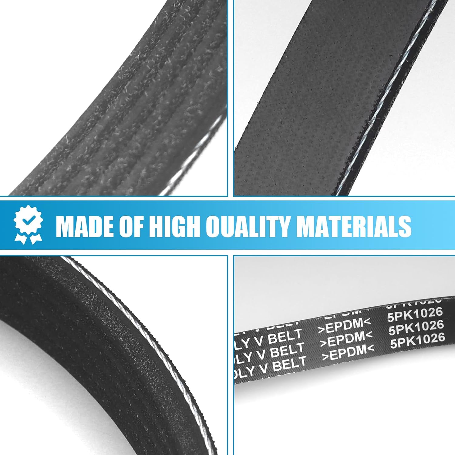 Engine Serpentine Drive Belt Fit for Chevrolet Equinox 2010-2017, HHR 2007, Cobalt 2007 2010, Orlando, for GMC Terrain & Buick Lacrosse, Verano, Regal, Pontiac G5, 2.0L 2.2L 2.4L 5PK1026