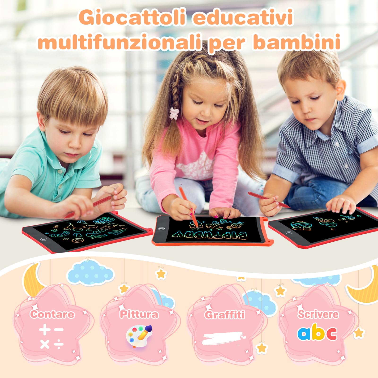 RaceGT Tavoletta Grafica LCD 8,5 Pollici Scrittura Cancellabile con Pulsante Elimina e Blocco, 2 Pezzi