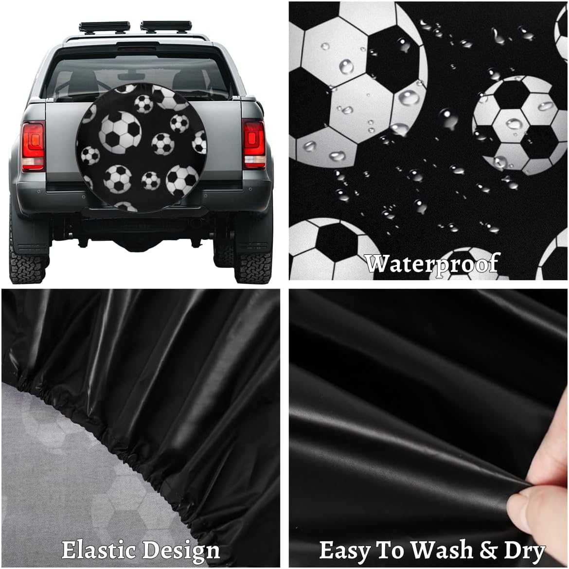 Dynamic Football Tire Covers Portable Spare Tire Cover Soft Durable Waterproof Dustproof Set of 4 Bags 16 Inches for Car Truck SUV Trailer Camper