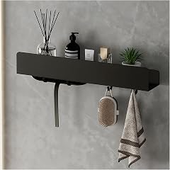 REKITA No Drill Shower Shelf Organizer 40cm Stainless Steel Bathroom Storage with 4 Removable Hooks Adhesive Wall Mounted