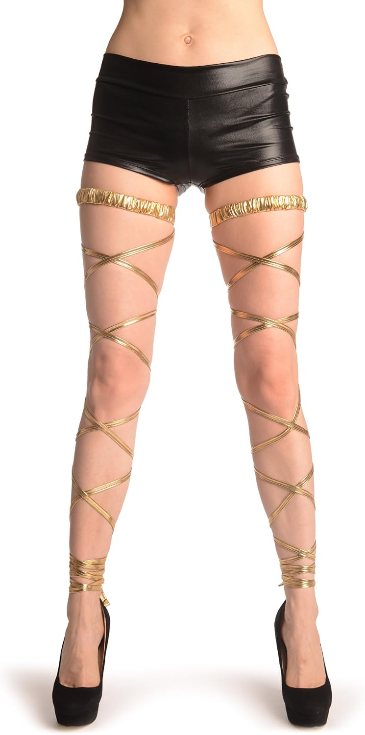 LissKiss Gold Metallic Leg Wrap With Elasticated Top Gold Designer