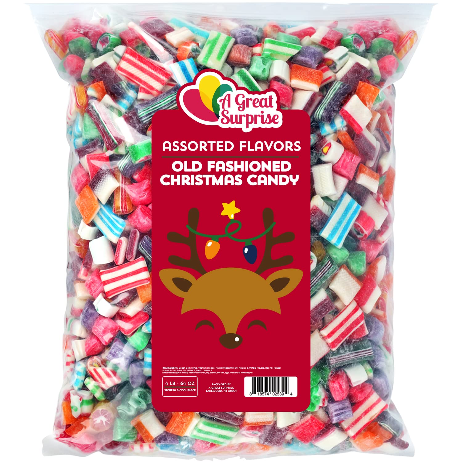 A Great Surprise Old Fashioned Christmas Candy - Bulk Candy - 4 LB - Holiday Hard Candy Mix : Grocery & Gourmet Food