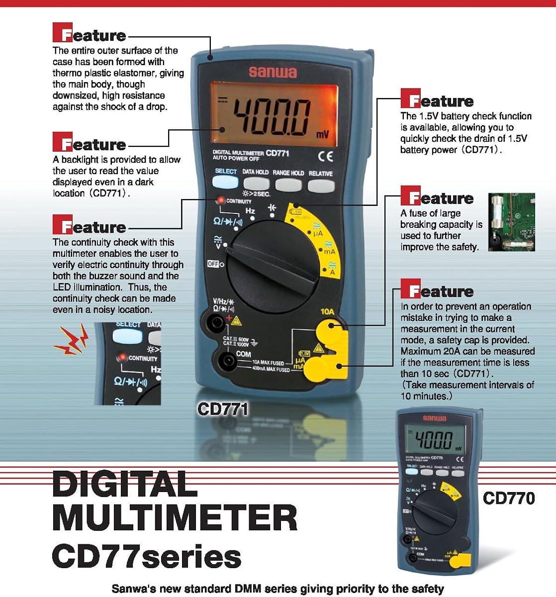 Japan Sanwa CD800a CD773 CD772 CD771 CD770 CD 732 Digital multimeter/All-in-ONE Digital multimeter Resistance, capacitance, Frequency, Duty Cycle Test(CD770)