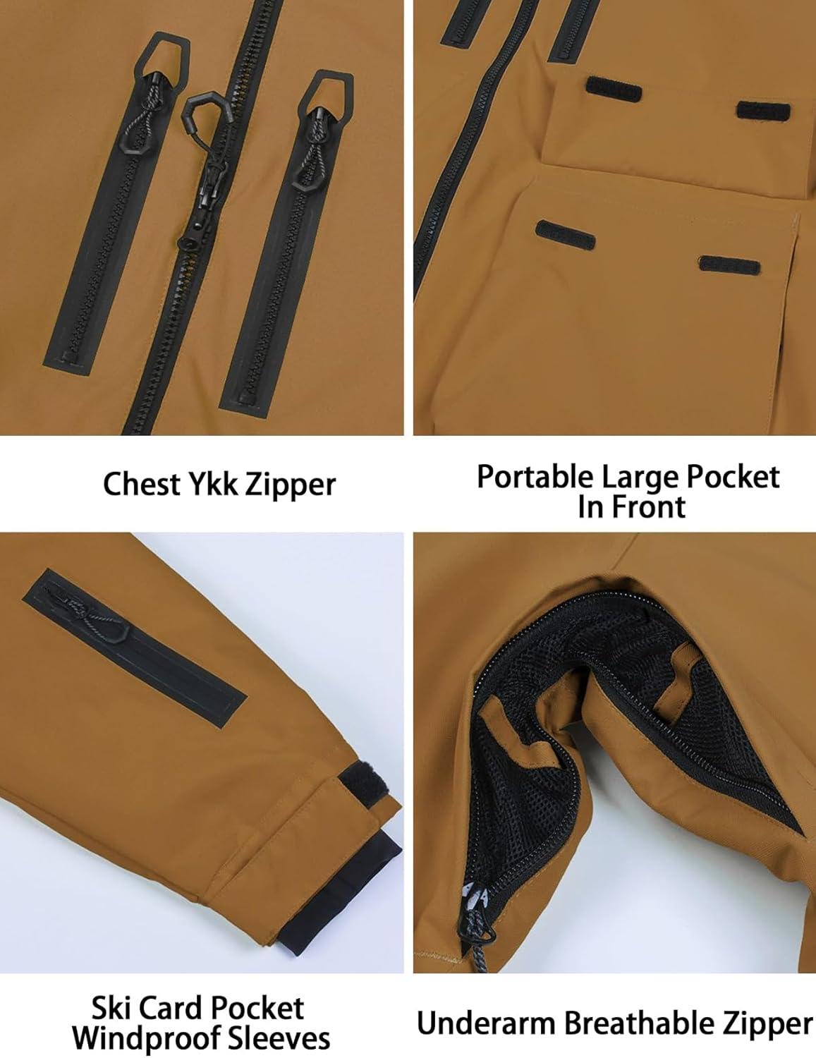 GSOU SNOW Men's Ski Jacket Snowboard Snow Coat Waterproof Windproof Insulated Winter Outdoor Sports Fixed Hooded