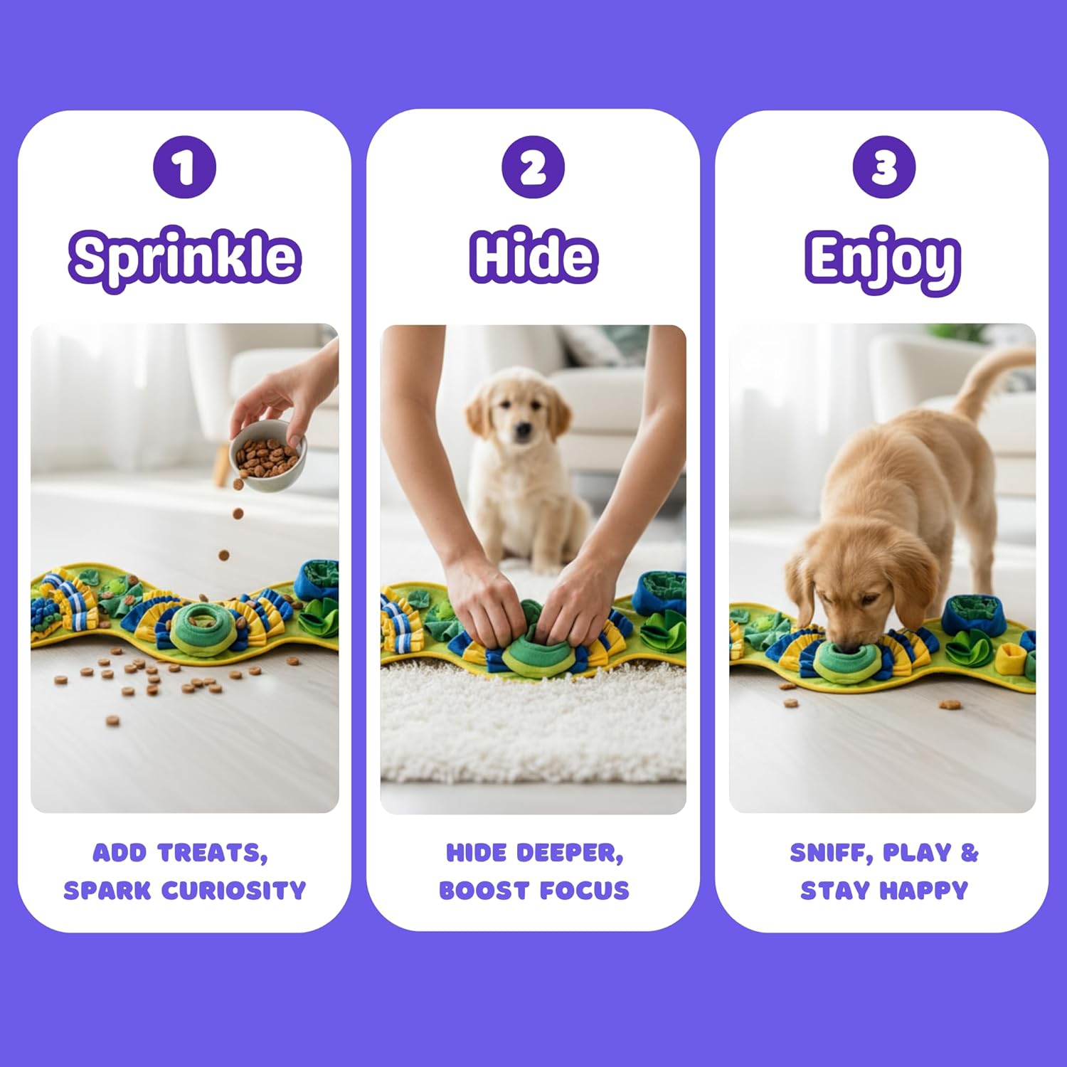Snuffle Mat for Dogs 39 x 12 in (100 x 30 cm) - Sniff Mat for Puppies & Large Dogs - Interactive Dog Enrichment Toy for Mental Stimulation & Slow Feeding - Non-Slip Nosework Puzzle Mat