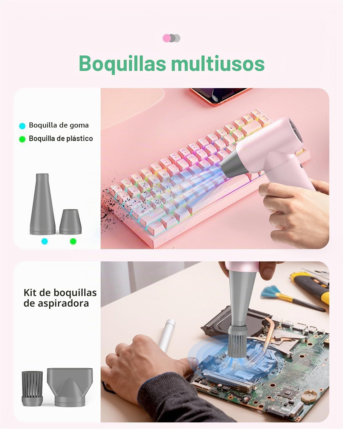 Soplador de Polvo Eléctrico, Plumero de Aire Comprimido Ajuste de 3 Velocidades Eléctrico Plumero de Aire Eléctrico Portátil Soplador Aire Comprimido para Laptop Teclado Coche