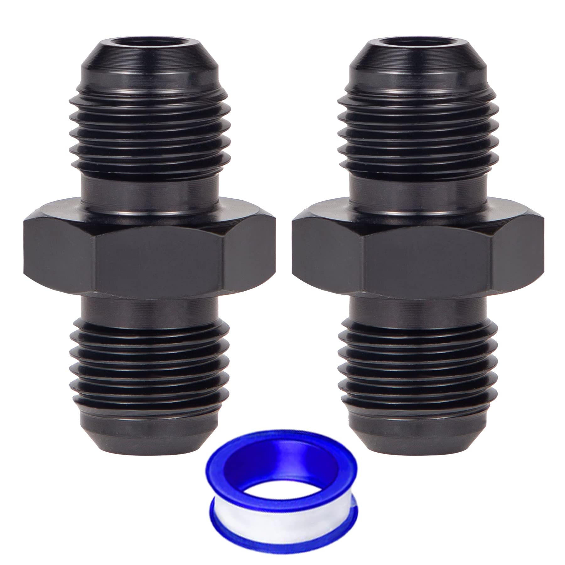 Pipe Fitting Adapter Aluminum Straight Black 2PCS (AN8 Flare 2pcs)