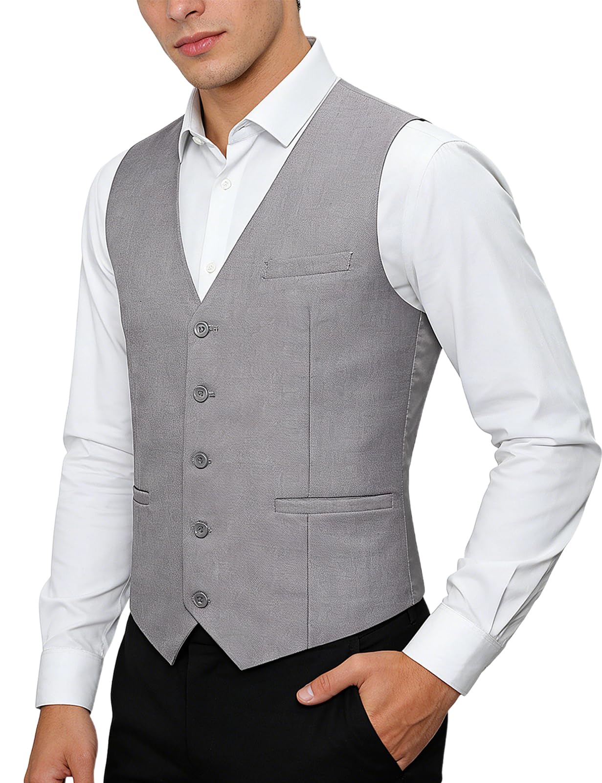 mintgreen Gilet da uomo, abito formale, monopetto, taglio sottile, tinta unita, gilet da matrimonio