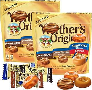 Werther'sOriginal Caramel Hard Candy Assorted Flavors, 2 Pack of Individually Wrapped Sugar Free Werther'sHard Candy, 7.7oz Each, Perfect Werthers Candy for Sharing or Stocking Up