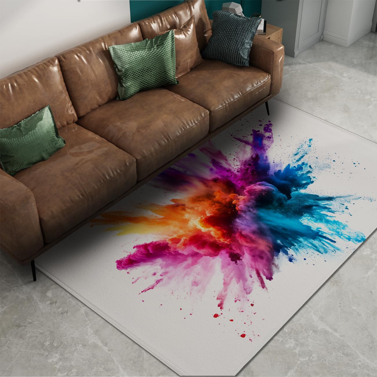 Tapis moderne vibrant pour chambre d'amis et décoration de sol fine