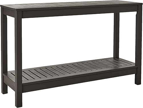 Miniatura 8 de Cambridge Casual Mesa consola West Lake de madera maciza para exteriores, acabado gris envejecido, mesa decorativa duradera y elegante para patio,