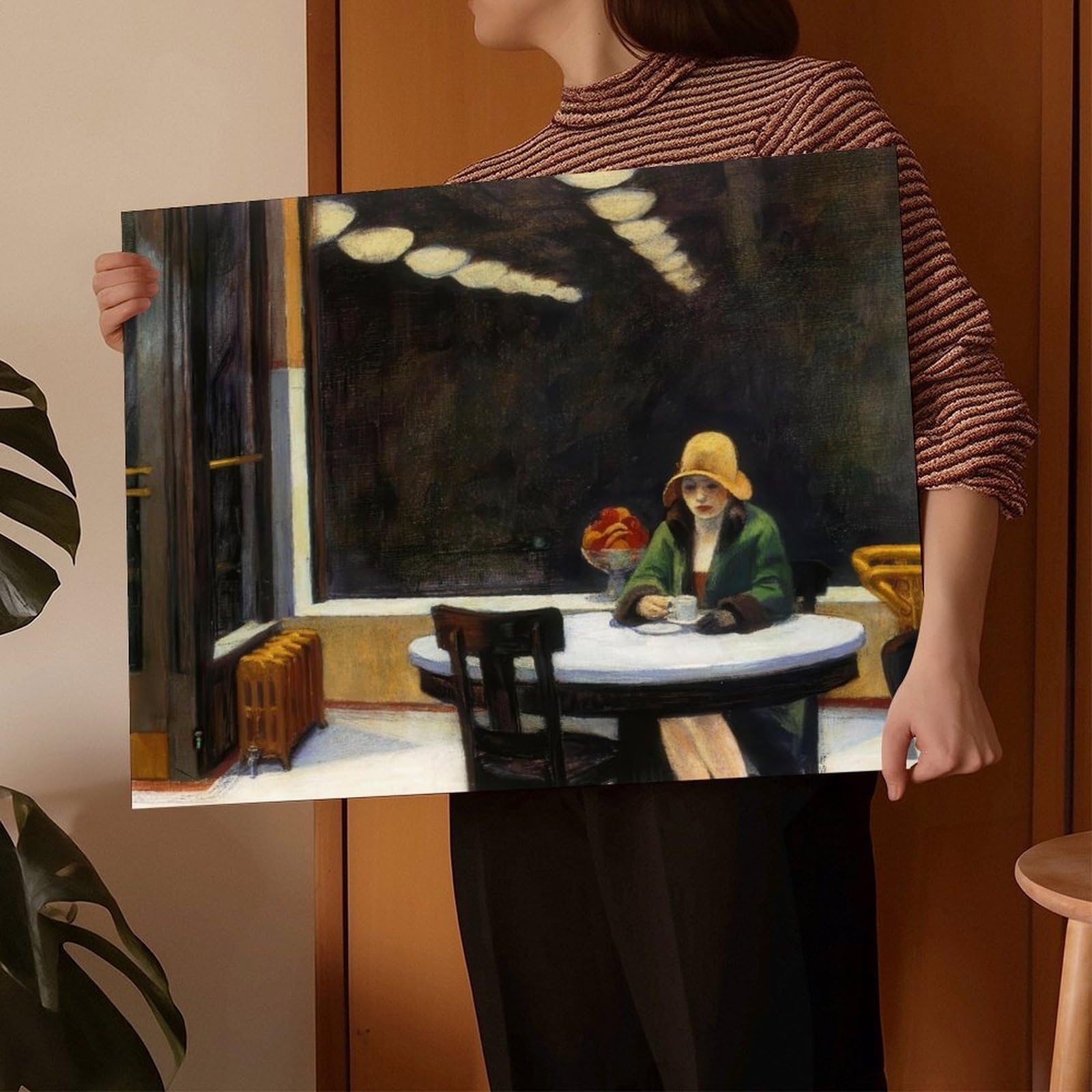 The World's Top 100 Pinturas Autómatas de Edward Hopper Póster para Estética de Habitación Lienzo Arte de Pared y Marco Impreso, 30,5 x 45,7 cm